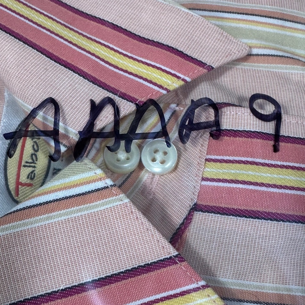 Talbots Button Down Shirt Women 12WP Pink Striped Wrinkle‎ Resistant Stretch - Picture 9 of 9